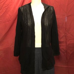 Charter Club Black Open Front Cardigan Small
